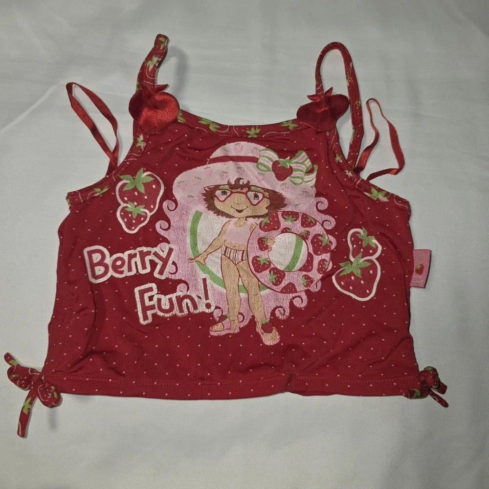 Vintage 2005 Strawberry Shortcake Girls Swim‎ Top Berry Fun Red Size 6 READ